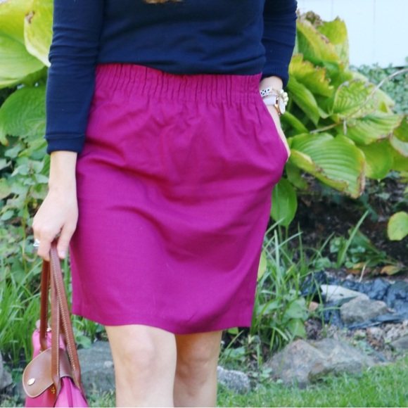 J. Crew Wool Blend Pull-On Sidewalk Skirt - Purple/Pink - Picture 1 of 8